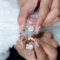 0.85 CT moonstone and diamond floral halo engagement ring from Rosec Jewels, featuring intricate design and sparkling gemstones.
