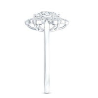 Rosec Jewels certified moissanite flower halo engagement ring for women, featuring a sparkling central stone and intricate floral design.