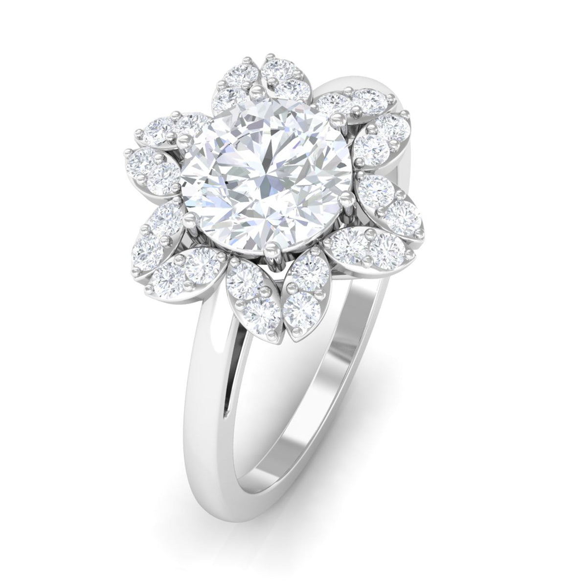 Cubic Zirconia Flower Promise Ring