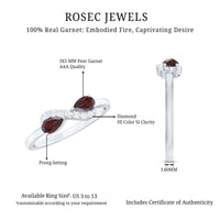 Real Garnet 2 Stone Infinity Promise Ring with Diamond