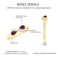Real Garnet 2 Stone Infinity Promise Ring with Diamond