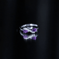 Pear Shaped Amethyst Infinity Promise Ring with Diamond