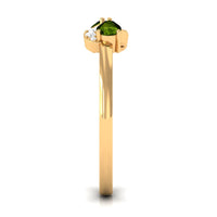 Real Pear Shape Peridot 2 Stone Promise Ring with Diamond