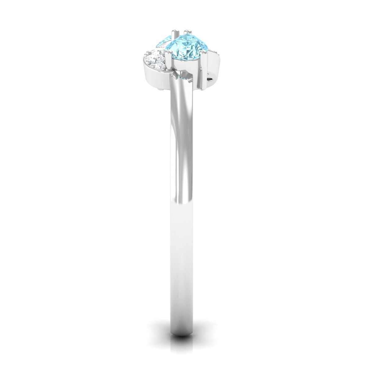Rosec Jewels 1/2 CT pear-shaped aquamarine infinity promise ring with small diamonds, showcasing elegant jewelry design.