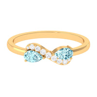 Rosec Jewels 1/2 CT Pear Aquamarine infinity promise ring with diamond, showcasing a pear-shaped aquamarine and sparkling accents.