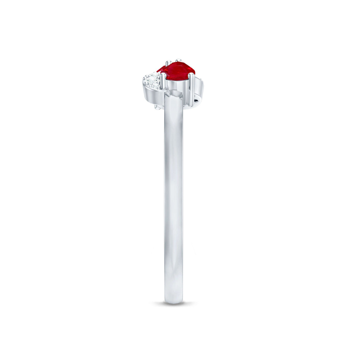 Natural pear-shaped ruby and diamond toi et moi promise ring by Rosec Jewels, showcasing elegant gemstone settings and craftsmanship.