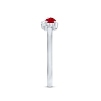 Natural pear-shaped ruby and diamond toi et moi promise ring by Rosec Jewels, showcasing elegant gemstone settings and craftsmanship.