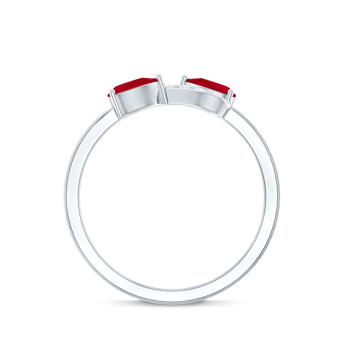 Pear-shaped ruby solitaire promise ring with diamond accents from Rosec Jewels, featuring a natural ruby and elegant design.