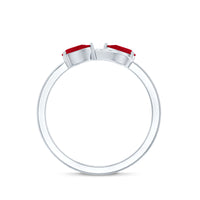 Pear-shaped ruby solitaire promise ring with diamond accents from Rosec Jewels, featuring a natural ruby and elegant design.