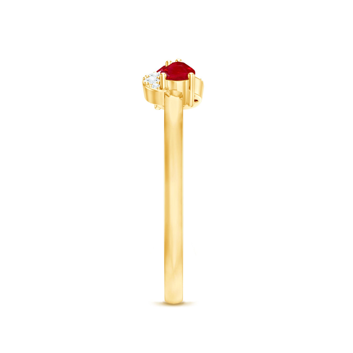Natural pear-shaped ruby Toi Et Moi promise ring with diamond accents, crafted by Rosec Jewels.