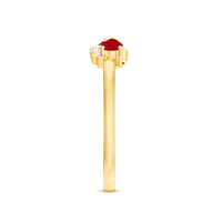 Natural pear-shaped ruby Toi Et Moi promise ring with diamond accents, crafted by Rosec Jewels.