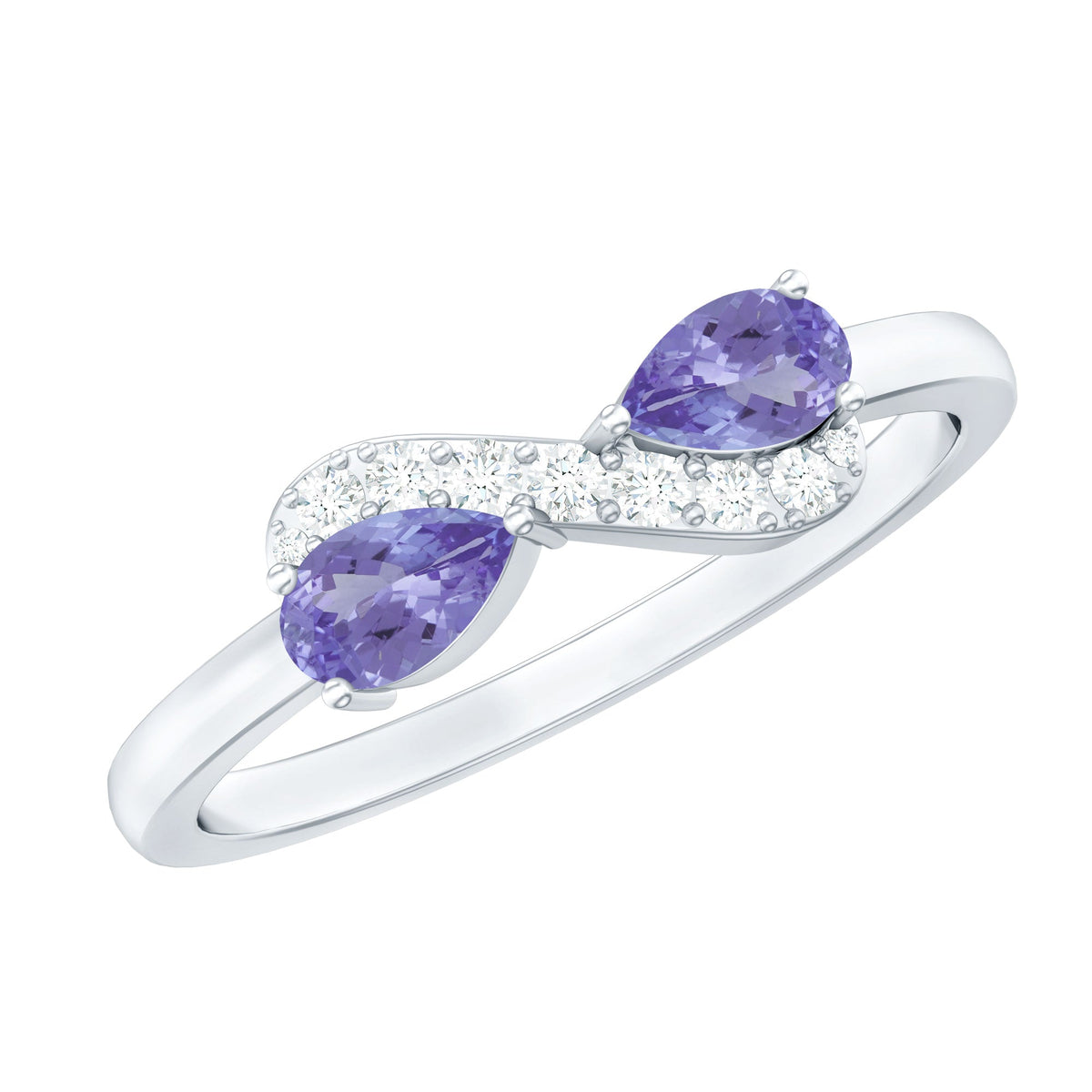Rosec Jewels Tanzanite 2-stone promise ring featuring sparkling diamonds set in elegant ring design.