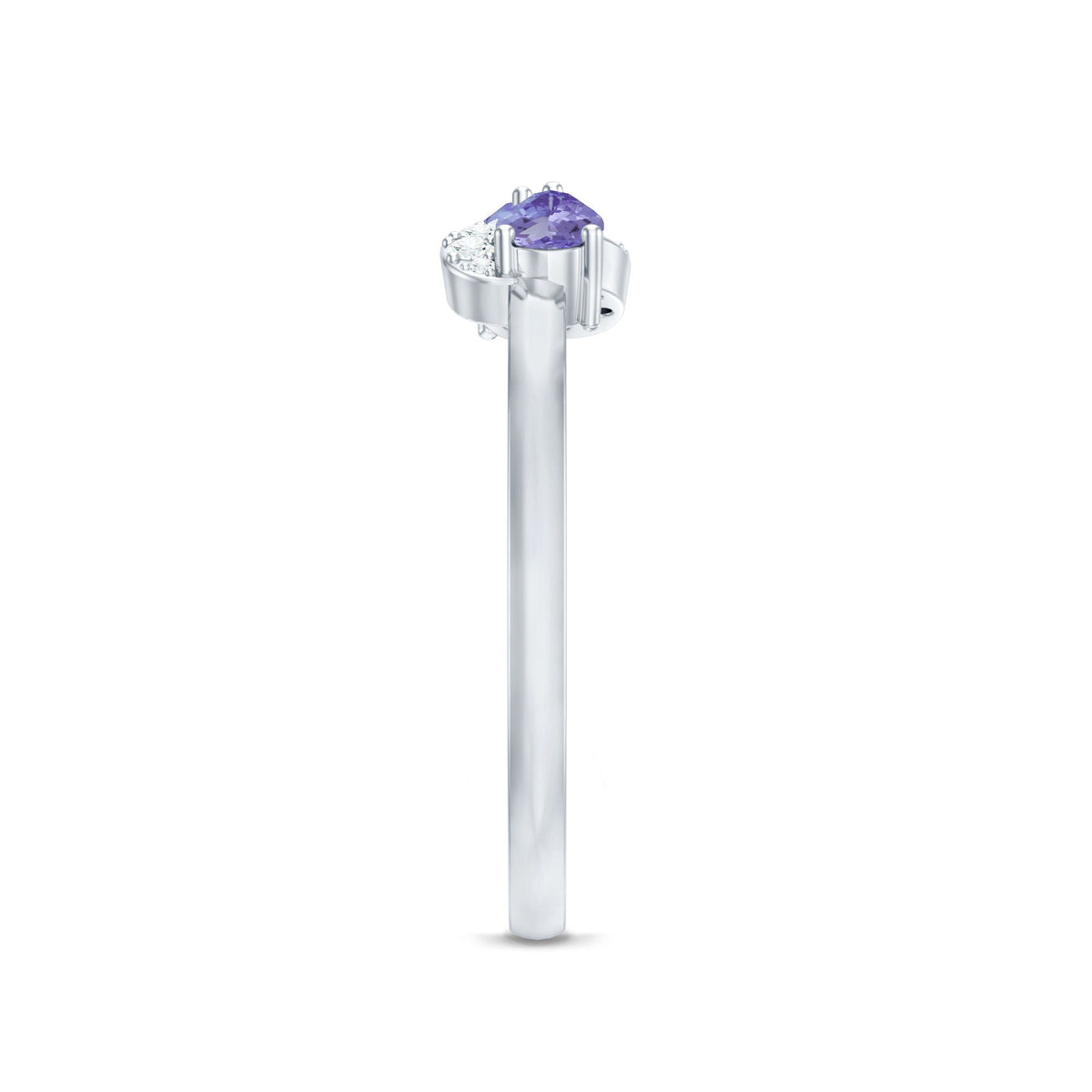Real Tanzanite 2 stone promise ring with diamonds by Rosec Jewels, showcasing the sparkling tanzanite stones and elegant band.