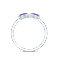 Rosec Jewels real Tanzanite 2-stone promise ring with sparkling diamonds, showcasing elegant gemstone and silver band.