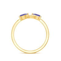 Real Tanzanite 2-stone promise ring with diamonds from Rosec Jewels, showcasing the elegant gemstone and sparkling accents.