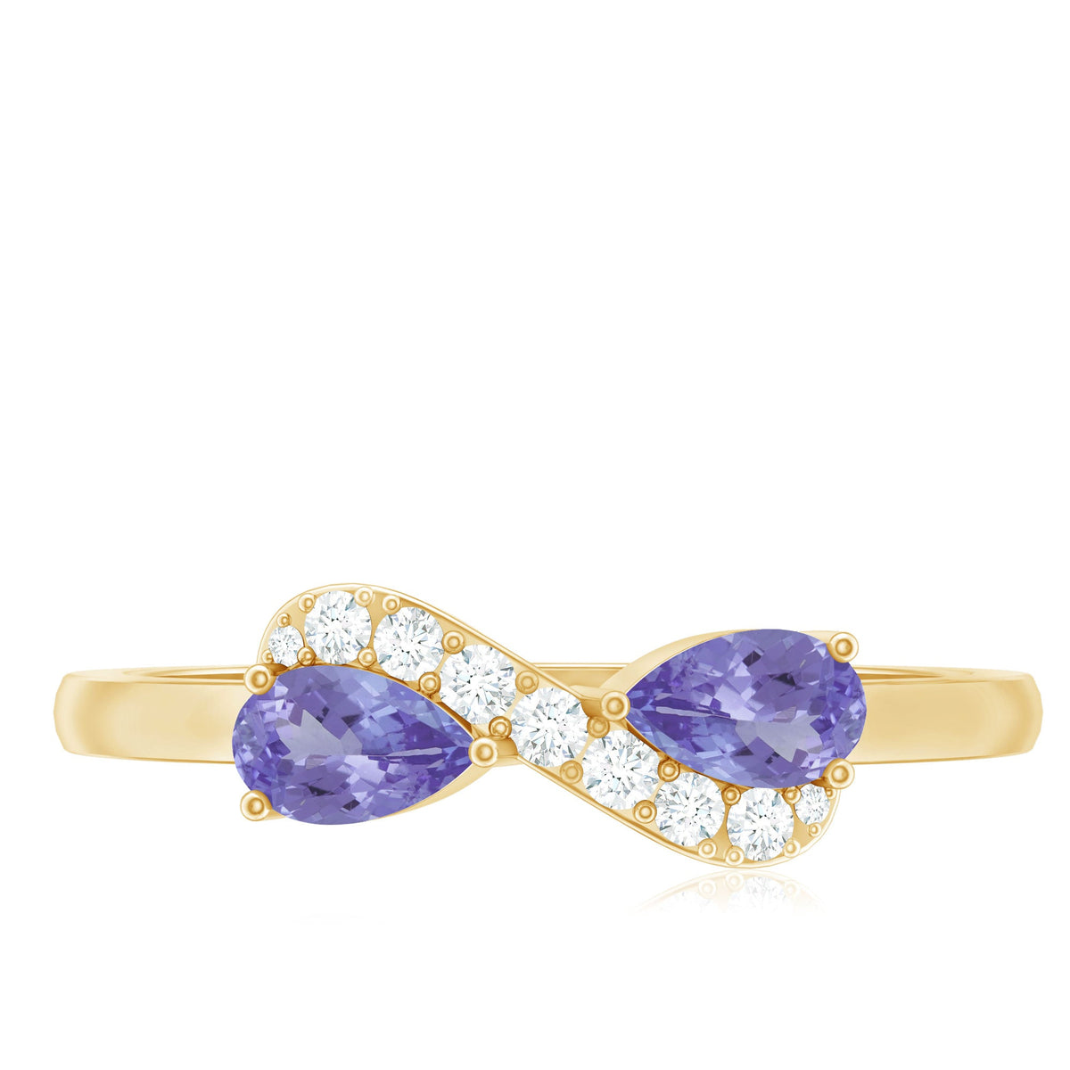 Real Tanzanite 2-stone promise ring with diamonds from Rosec Jewels, showcasing a stunning jewelry design with vibrant blue stones.