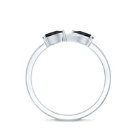 Natural Black Spinel Diamond 2 Stone Promise Ring in East West Style