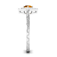 0.50 CT Round Shape Citrine Minimal Textured Ring with Diamond