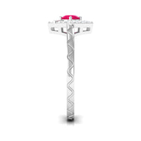 Minimal Ruby and Diamond textured ring by Rosec Jewels featuring a sleek band with embedded rubies and diamonds.