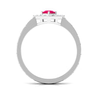 Rosec Jewels minimal ruby and diamond textured ring showcasing a sleek band with intricate gemstone detailing.
