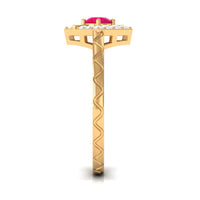 Rosec Jewels minimal Ruby and diamond textured ring with sleek design, featuring embedded gemstones on a polished gold band.