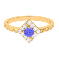 Minimal 3/4 CT Tanzanite and diamond ring by Rosec Jewels featuring a sleek gold band and elegant gemstone accents.
