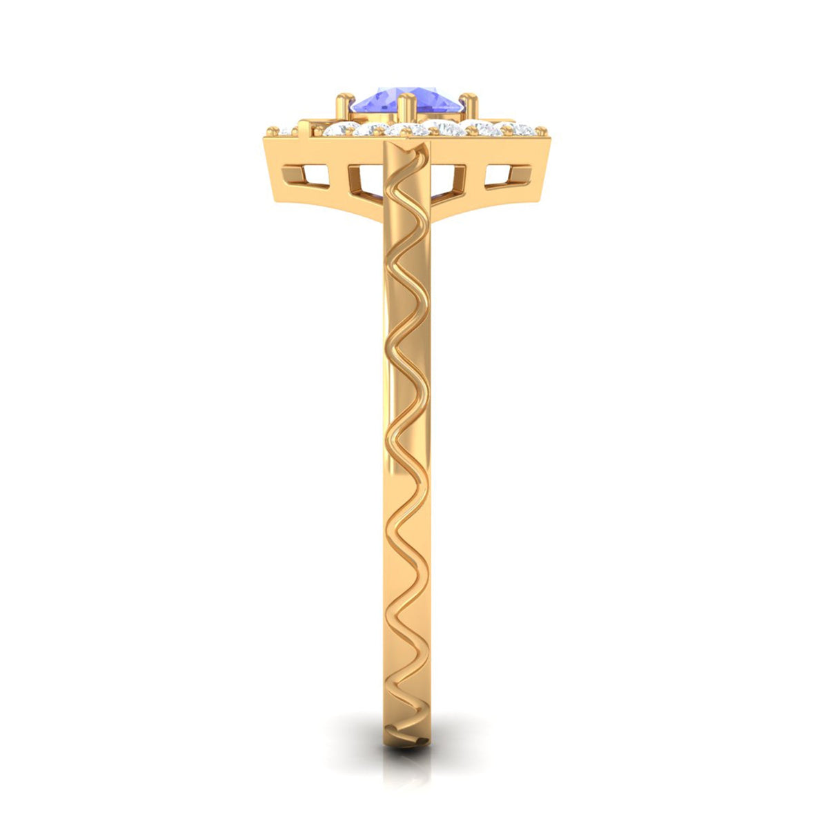 Elegant 3/4 carat Tanzanite and diamond ring by Rosec Jewels featuring a minimalist design and sparkling gemstone accents.