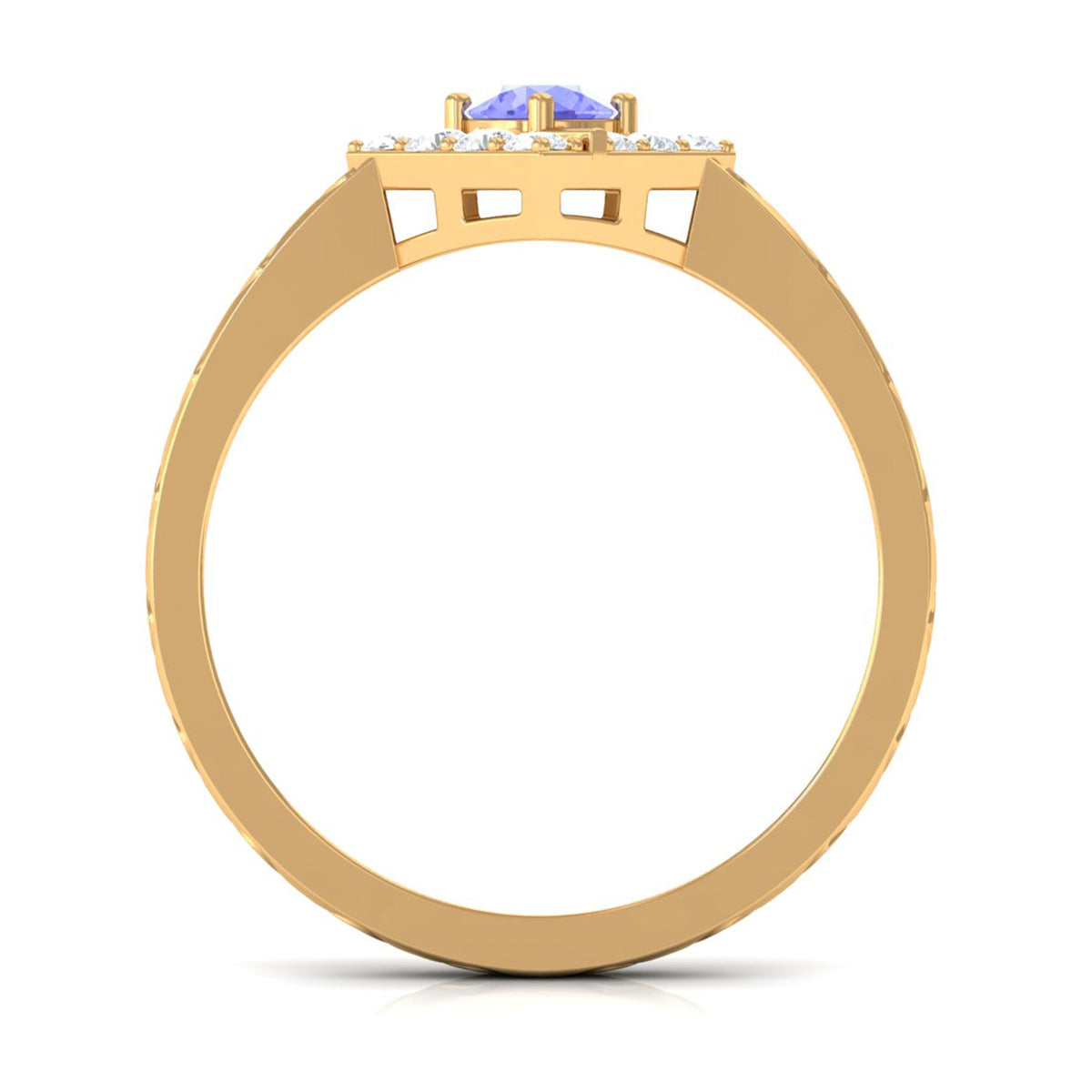 Minimal Tanzanite and diamond ring featuring a 3/4 carat Tanzanite gemstone set in a delicate band, by Rosec Jewels.
