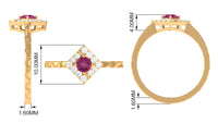 Minimal Pink Tourmaline Textured Ring with Diamond