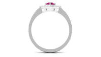 Minimal Pink Tourmaline Textured Ring with Diamond