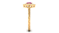 Minimal Pink Tourmaline Textured Ring with Diamond