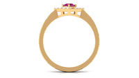 Minimal Pink Tourmaline Textured Ring with Diamond