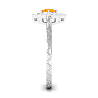 Rosec Jewels 1/2 Carat Fire Opal and Diamond textured ring with intricate design, showcasing the elegant jewelry piece.