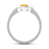 Minimal fire opal and diamond textured ring by Rosec Jewels, showcasing a 1/2 carat fire opal centerpiece and intricate band details.