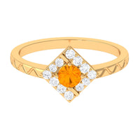 Rosec Jewels 1/2 carat fire opal and diamond textured ring featuring a sleek, modern design with vibrant gemstone accents.