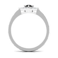 3/4 CT Black Spinel and Diamond Textured Ring