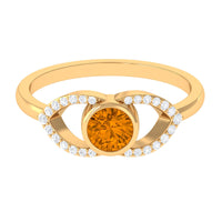 0.75 CT Split Shank Citrine Solitaire Ring with Diamond Accent