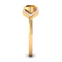 0.75 CT Split Shank Citrine Solitaire Ring with Diamond Accent