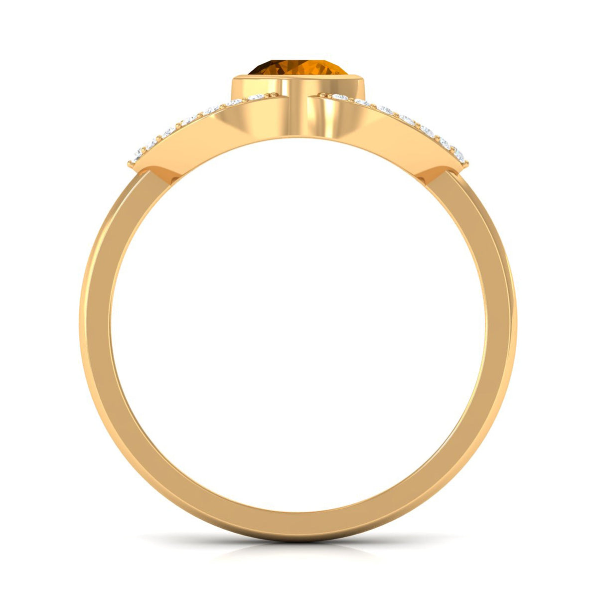 0.75 CT Split Shank Citrine Solitaire Ring with Diamond Accent