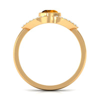 0.75 CT Split Shank Citrine Solitaire Ring with Diamond Accent