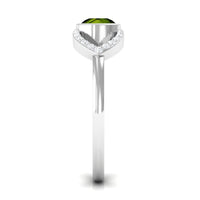 0.75 CT Split Shank Peridot Solitaire Ring with Diamond Accent