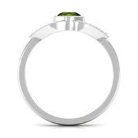0.75 CT Split Shank Peridot Solitaire Ring with Diamond Accent