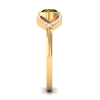 0.75 CT Split Shank Peridot Solitaire Ring with Diamond Accent