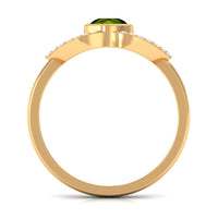 0.75 CT Split Shank Peridot Solitaire Ring with Diamond Accent