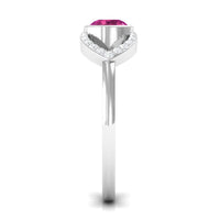 Pink Tourmaline Solitaire Split Shank Ring with Diamond