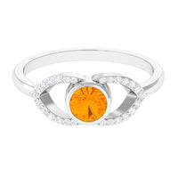 3/4 ct fire opal and diamond engagement ring with split shank design from Rosec Jewels, featuring a vibrant fire opal centerpiece.