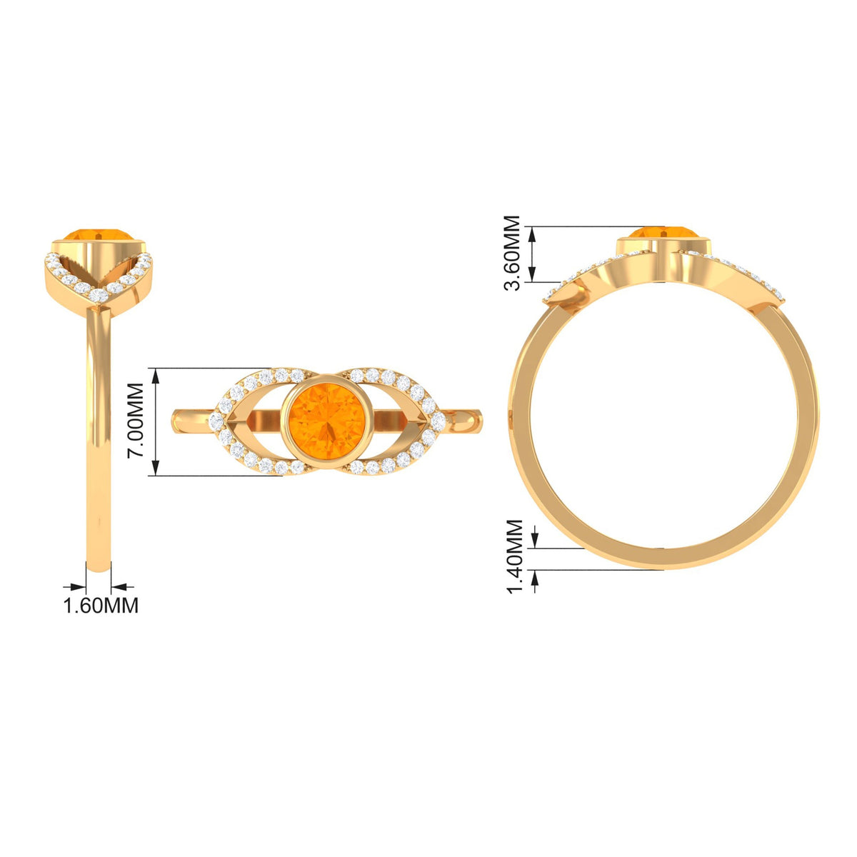 3/4 ct fire opal and diamond split shank engagement ring by Rosec Jewels, showcasing vibrant fire opal and sparkling diamonds.