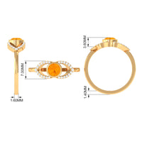 3/4 ct fire opal and diamond split shank engagement ring by Rosec Jewels, showcasing vibrant fire opal and sparkling diamonds.