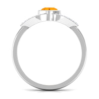 Three-quarter carat fire opal and diamond split shank engagement ring by Rosec Jewels, featuring vibrant fire opal and sparkling diamonds.