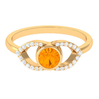 3/4 ct fire opal and diamond split shank engagement ring by Rosec Jewels, featuring vibrant orange fire opal and sparkling diamonds.